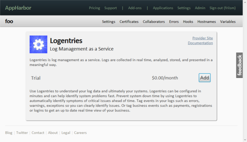 Logentries screenshot