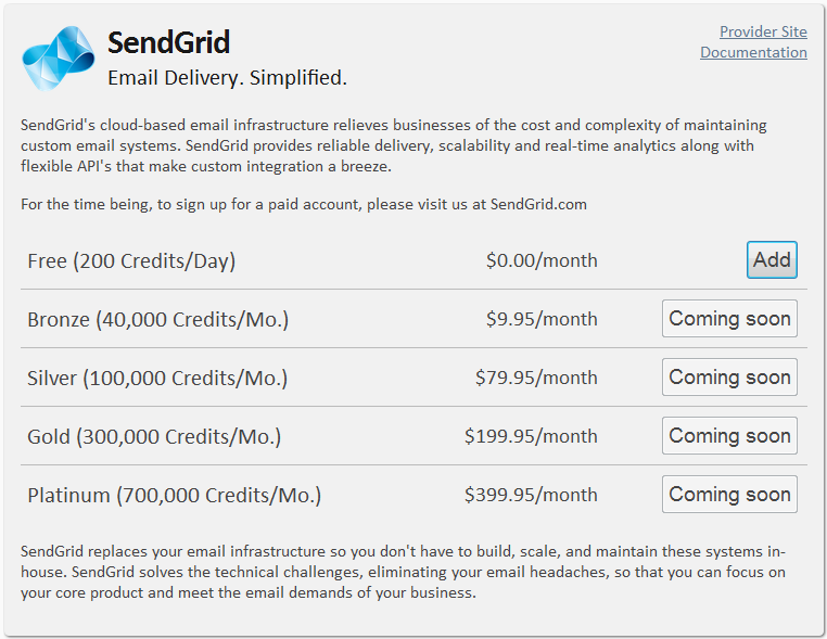 SendGrid dashboard screenshot