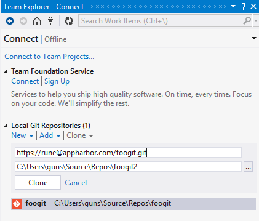 Visual Studio Git Integration - AppHarbor