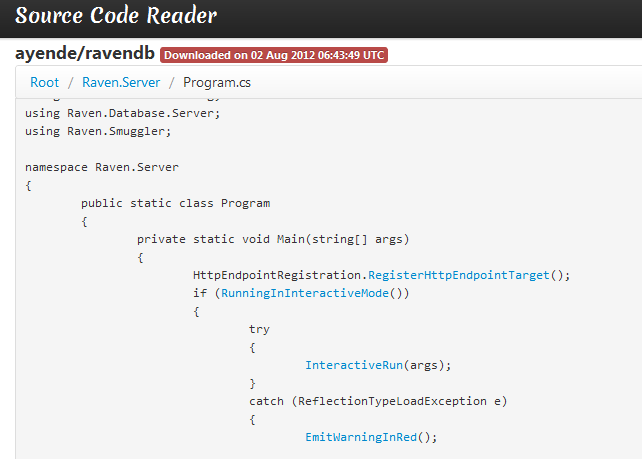 Source Code Reader screenshot